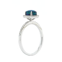18K White Gold Opal Diamond Halo Ring, 18K White Gold, Long's Jewelers