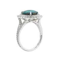 18K White Gold Opal Double Diamond Halo Ring, 18K White Gold, Long's Jewelers