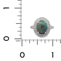 18K White Gold Opal Double Diamond Halo Ring, 18K White Gold, Long's Jewelers