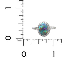 18K White Gold Opal Diamond Halo Ring, 18K White Gold, Long's Jewelers