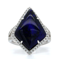 18K White Gold Opal Split Diamond Shank Ring, Long's Jewelers