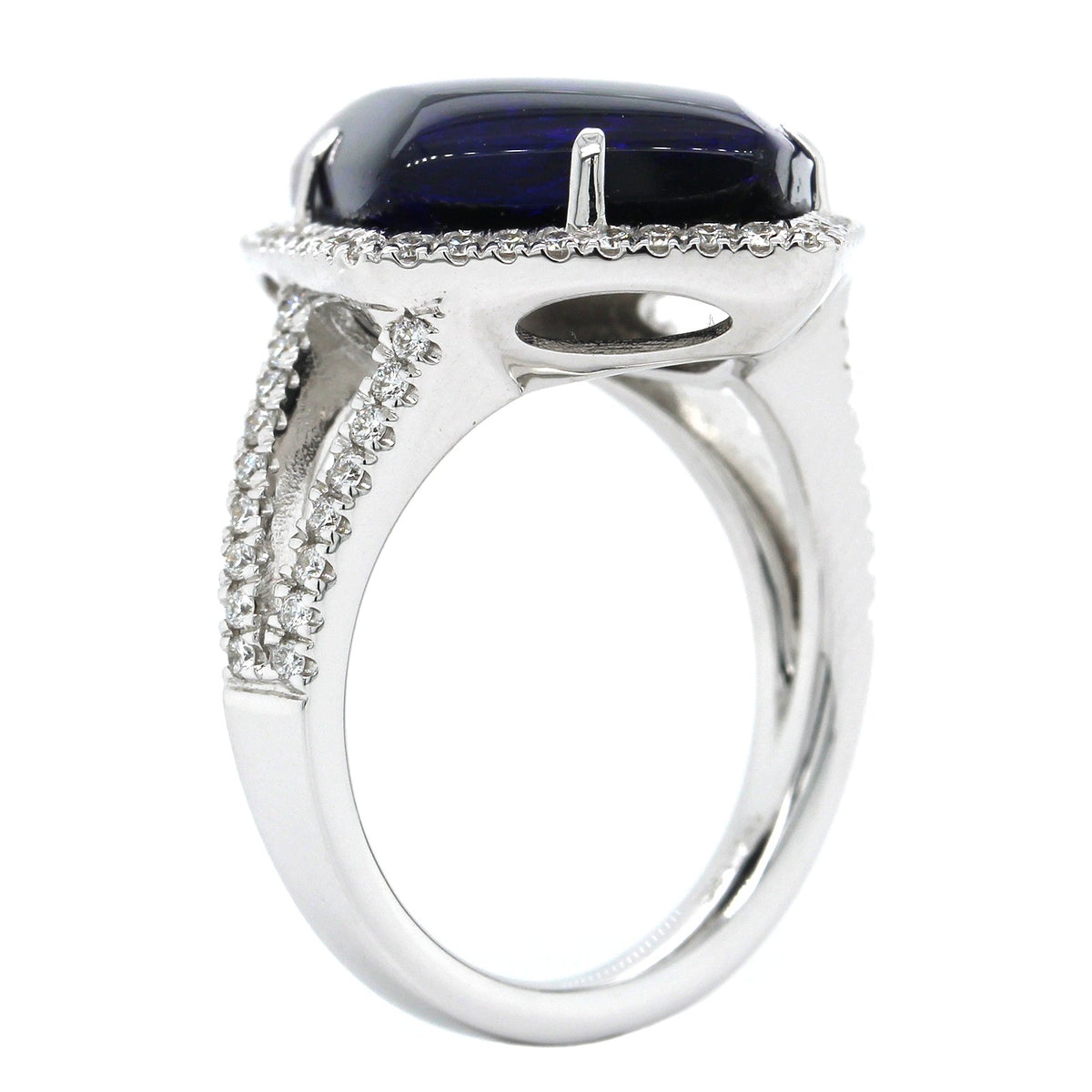 18K White Gold Opal Split Diamond Shank Ring, Long's Jewelers
