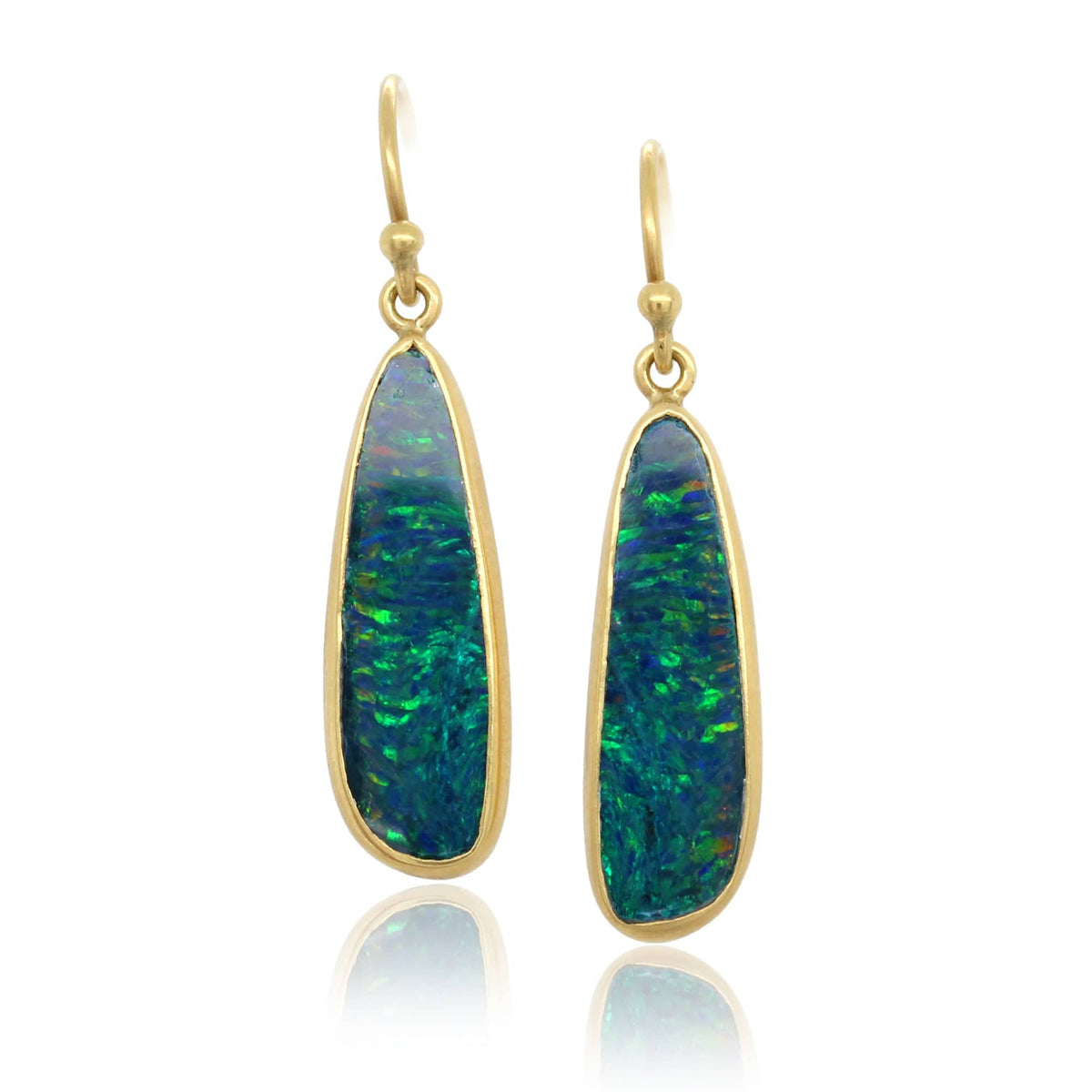 18K Yellow Gold Boulder Opal Earrings