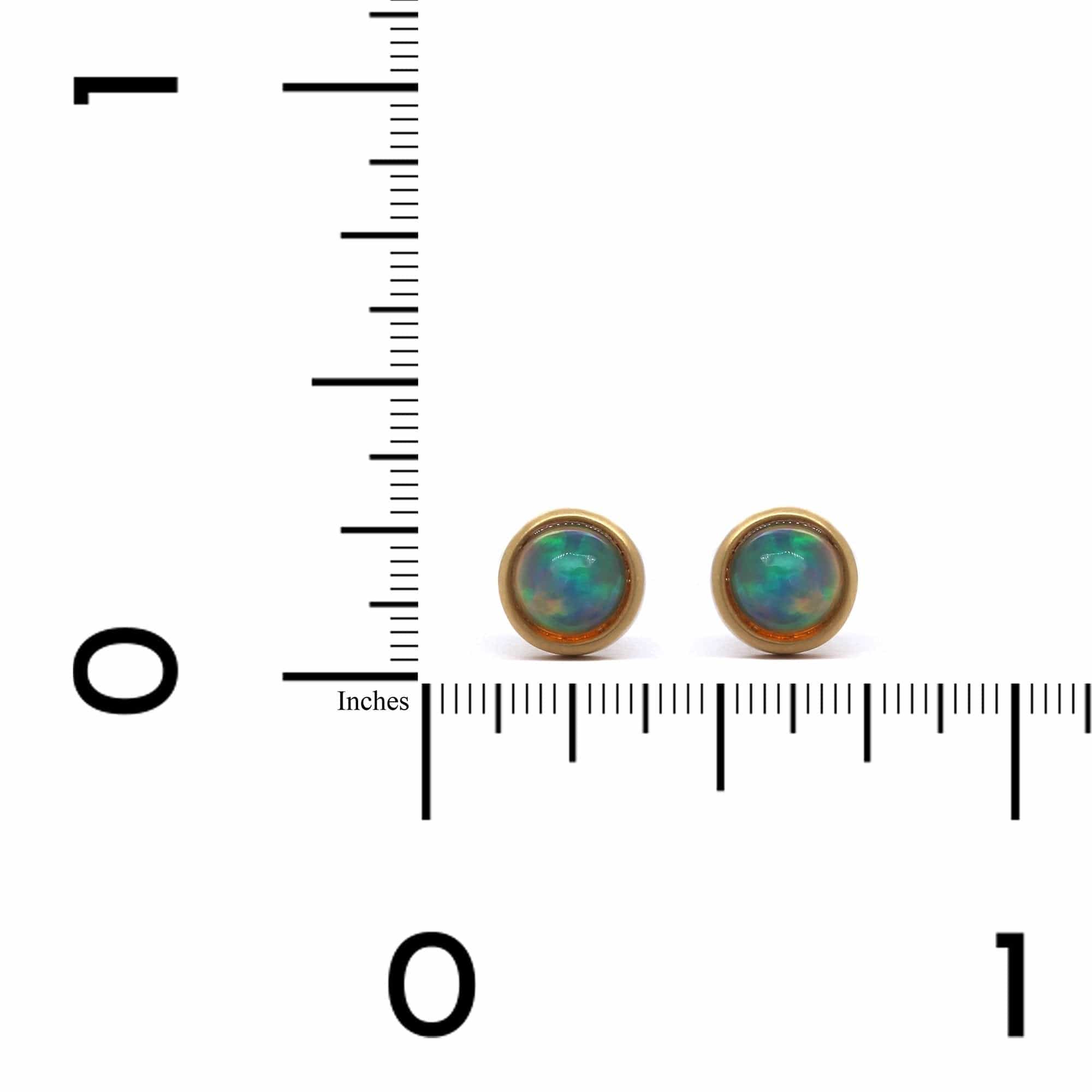 18K Yellow Gold Opal Stud Earrings