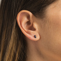 14K Yellow Gold Black Opal Stud Earrings