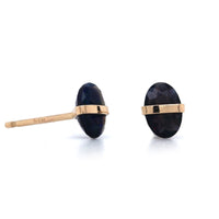 14K Yellow Gold Black Opal Stud Earrings