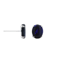18K White Gold Oval Black Opal Stud Earrings
