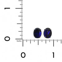 18K White Gold Oval Black Opal Stud Earrings