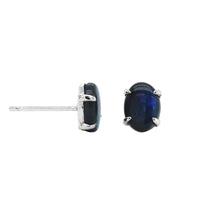14K White Gold Oval Black Opal Stud Earrings