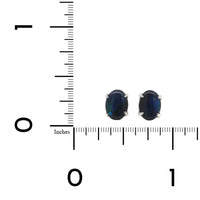14K White Gold Oval Black Opal Stud Earrings