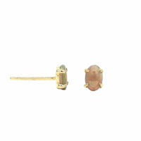 14K Yellow Gold Oval Opal Stud Earrings