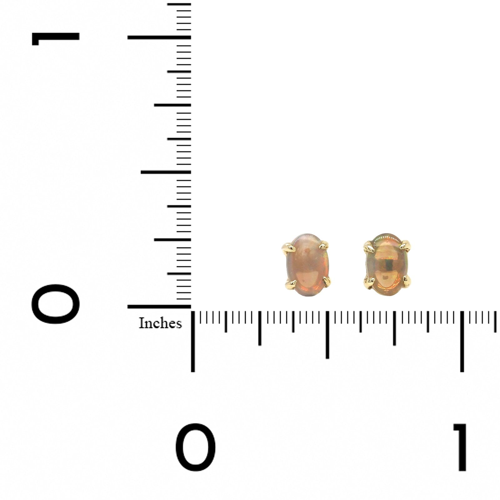 14K Yellow Gold Oval Opal Stud Earrings