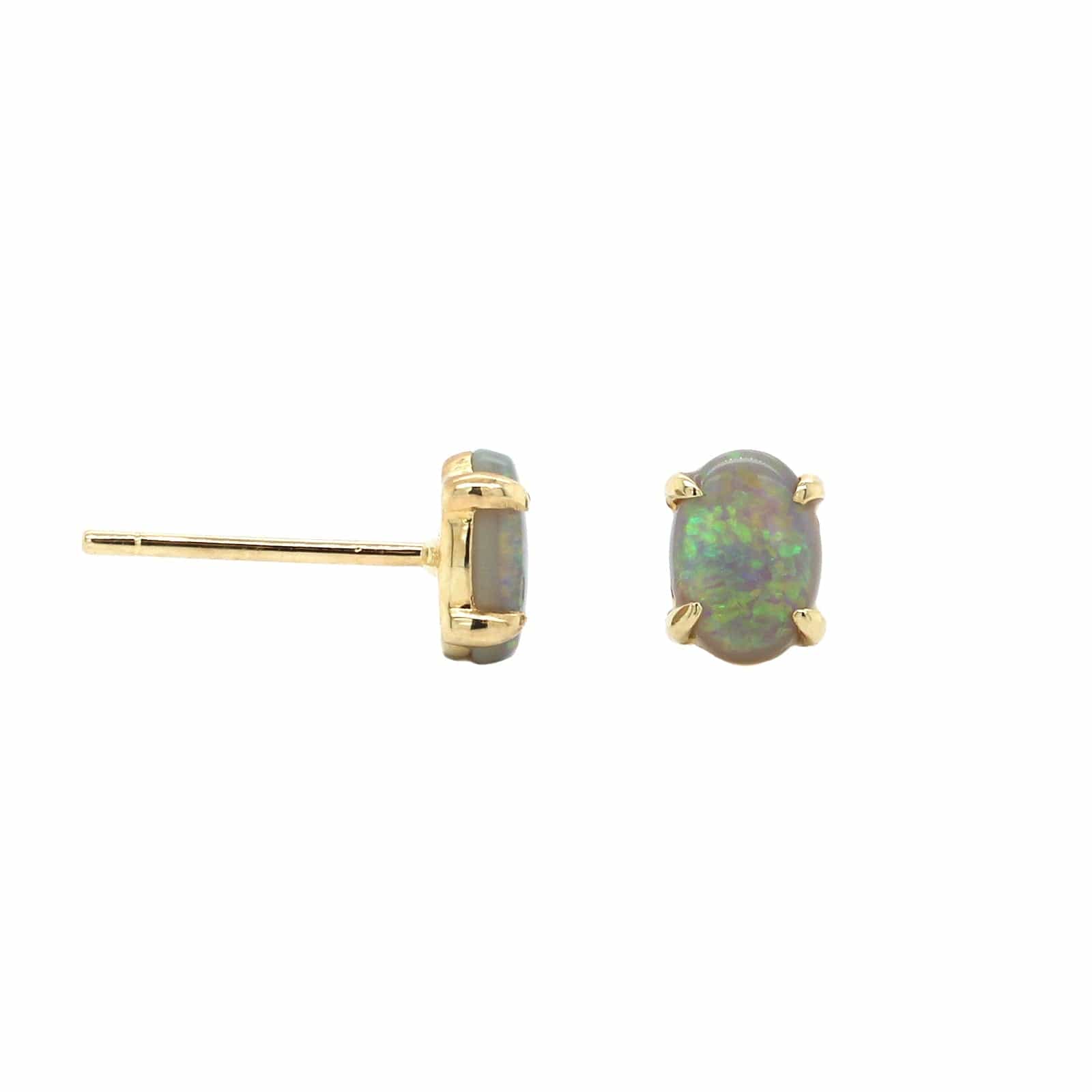 14K Yellow Gold Opal Stud Earrings, 14K Yellow Gold, Long's Jewelers