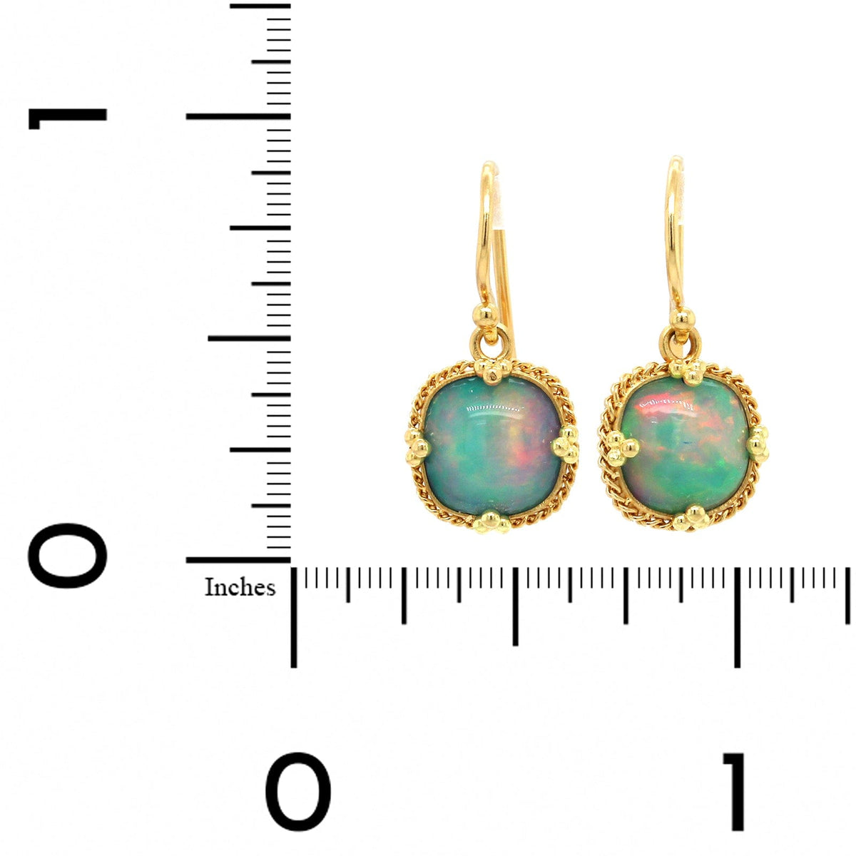 18K Yellow Gold Ethiopian Opal Drop Earrings, Long's Jewelers
