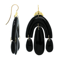18K Yellow Gold Onyx Chandelier Drop Earrings
