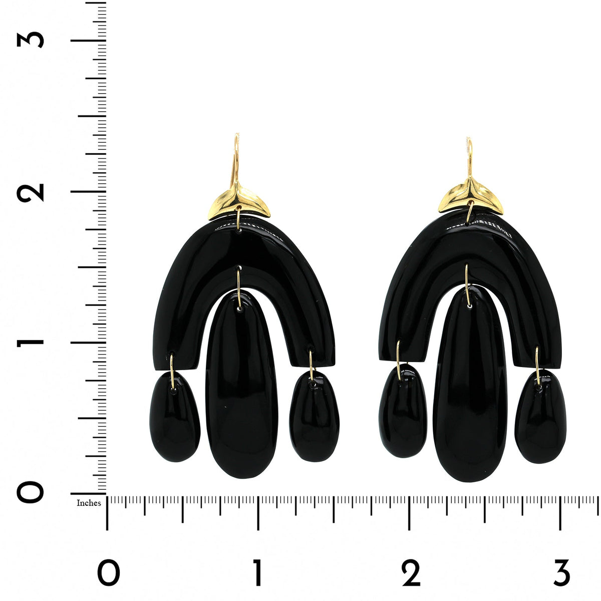 18K Yellow Gold Onyx Chandelier Drop Earrings