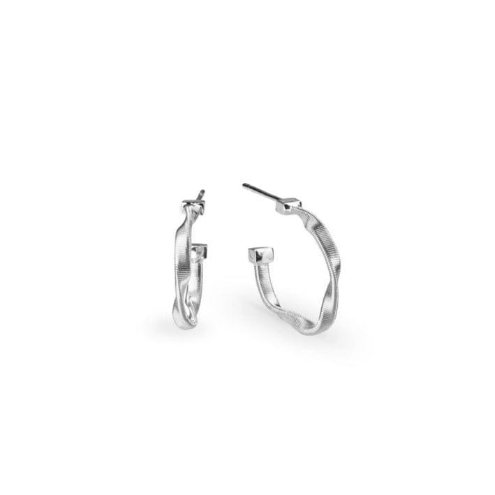 Marco Bicego Marrakech 18K Hand Twisted White Gold Hoop Earrings