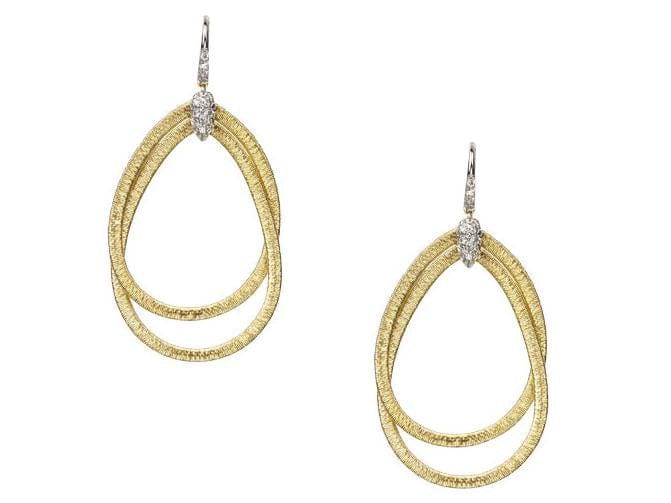 Marco Bicego Cairo 18K Hand Woven Yellow Gold Earrings With Brilliant Cut Diamonds