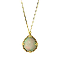18K Yellow Gold Teardrop Opal Necklace