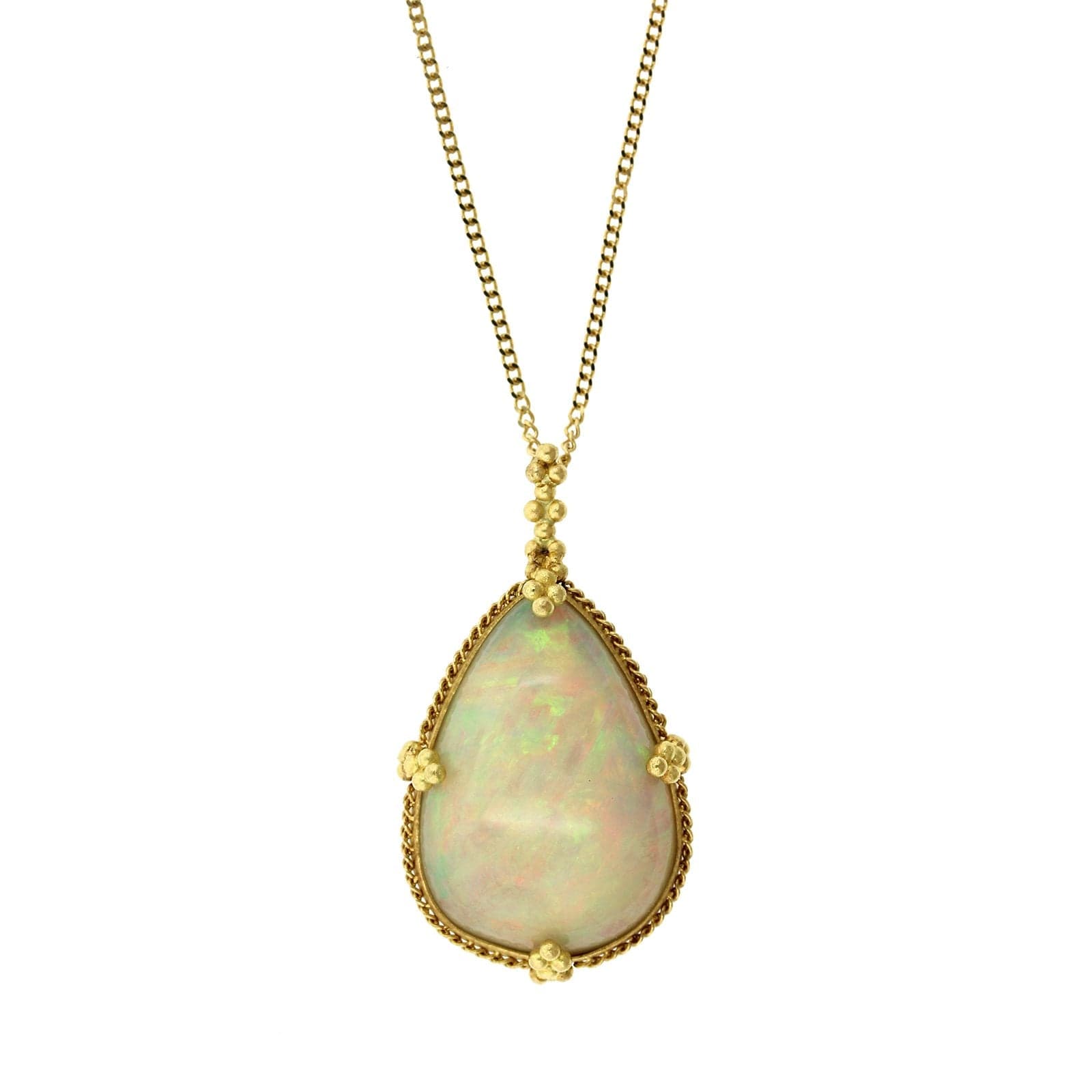 18K Yellow Gold Teardrop Opal Necklace