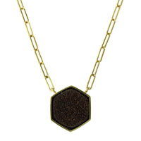18K Yellow Gold Hexagon Opal Paperclip Necklace, 18k yellow gold, Long's Jewelers