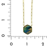 18K Yellow Gold Hexagon Opal Paperclip Necklace, 18k yellow gold, Long's Jewelers