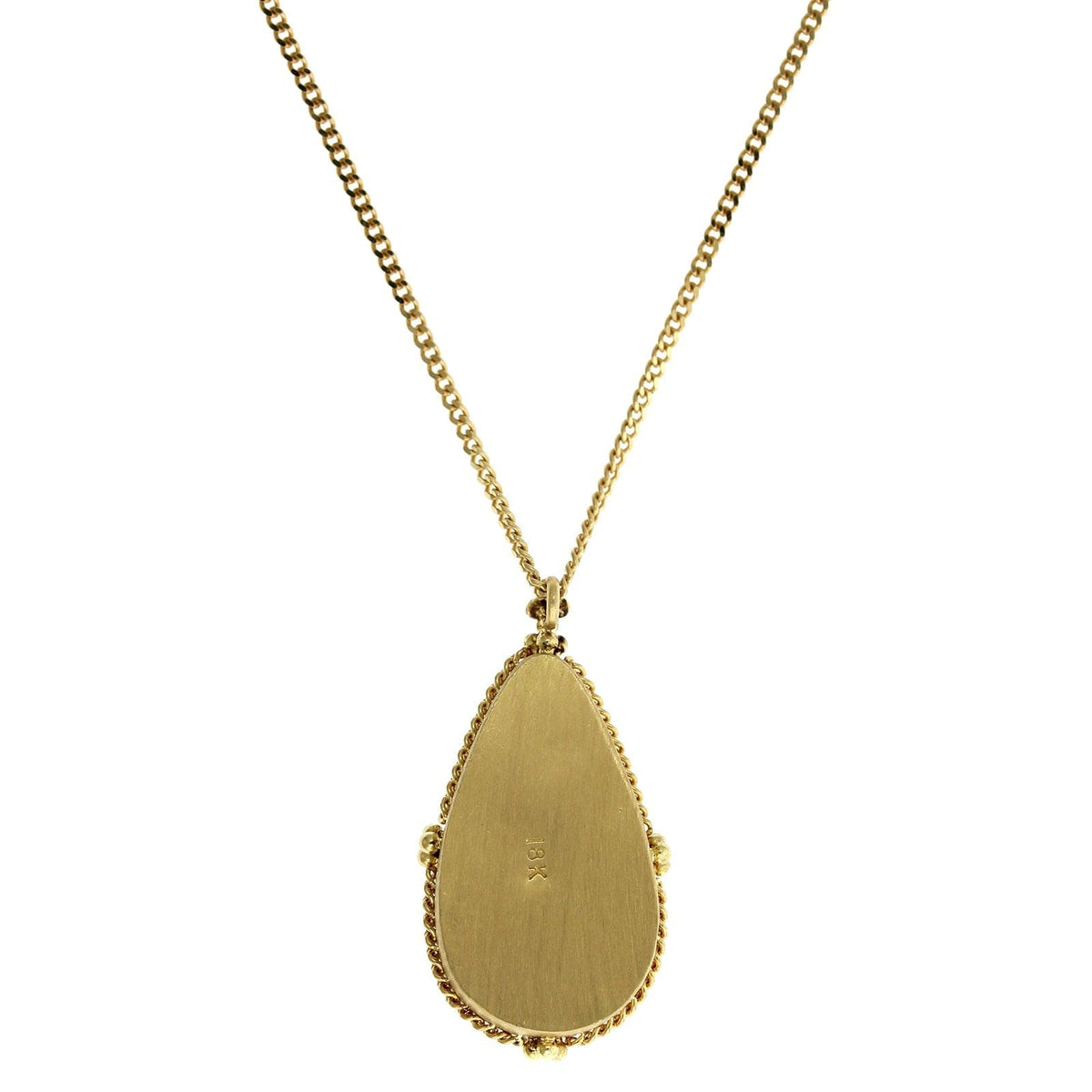 18K Yellow Gold Pear Shape Ethiopian Opal Pendant, Long's Jewelers