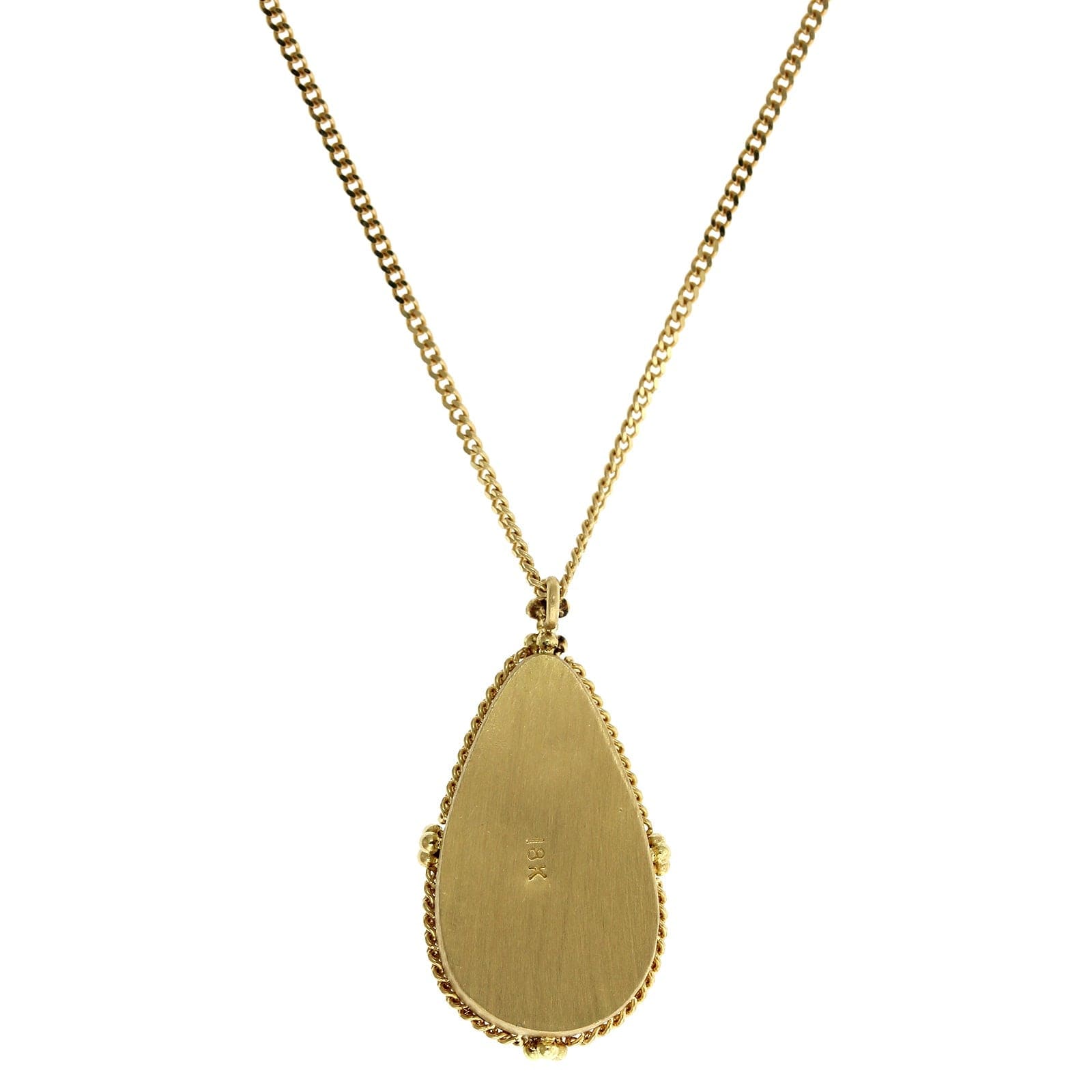 18K Yellow Gold Pear Shape Ethiopian Opal Pendant, Long's Jewelers