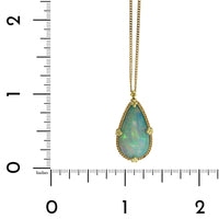 18K Yellow Gold Pear Shape Ethiopian Opal Pendant, Long's Jewelers
