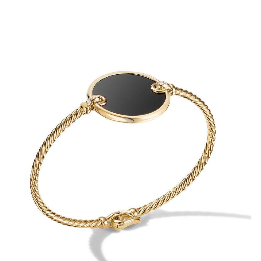 DY Elements Bracelet in 18K Yellow Gold with Black Onyx and Pavé Diamonds
