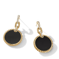 DY Elements® Convertible Drop Earrings 18K Yellow Gold with Black Onyx and Pavé Diamonds
