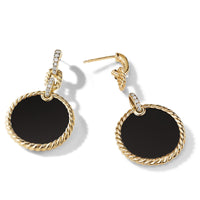 DY Elements® Convertible Drop Earrings 18K Yellow Gold with Black Onyx and Pavé Diamonds