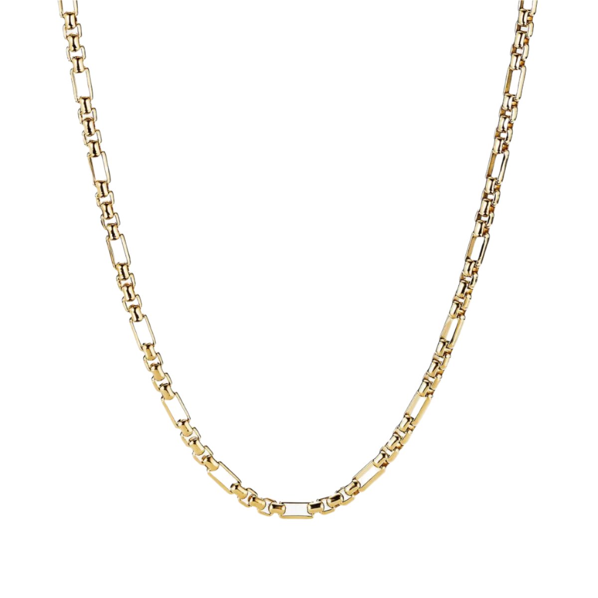 Open Station Box Chain in 18K Yellow Gold, Yellow Gold, Long's Jewelers