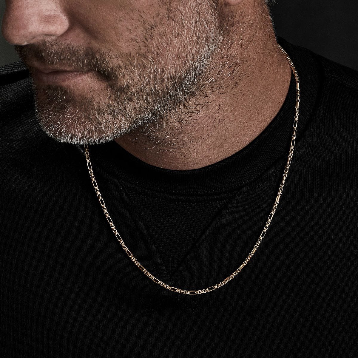 Open Station Box Chain in 18K Yellow Gold, Yellow Gold, Long's Jewelers