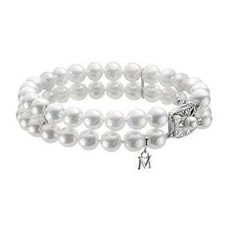Mikimoto 18K White Gold Double Row Pearl Bracelet