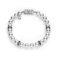 18K White Gold Pearl and Sapphire Bracelet