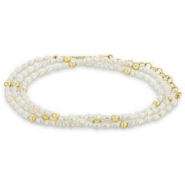 14K Yellow Gold Pearl Wrap Bracelet