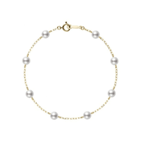 Mikimoto 18K Yellow Gold Tin Cup Pearl Station Bracelet