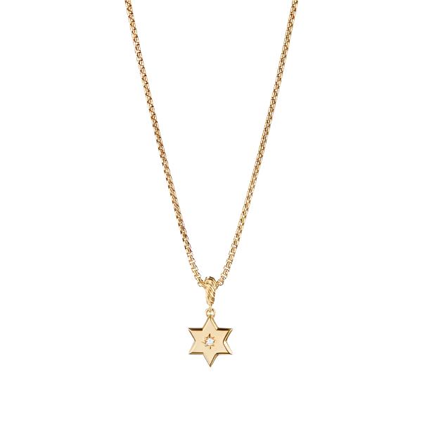 Star of David Pendant in 18K Yellow Gold with Diamonds