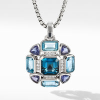 Novella Statement Pendant with Blue Topaz and Pavé Diamonds