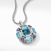 Novella Statement Pendant with Blue Topaz and Pavé Diamonds
