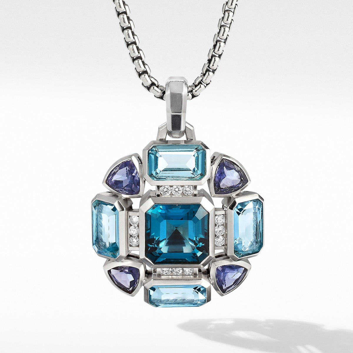 Novella Statement Pendant with Blue Topaz and Pavé Diamonds