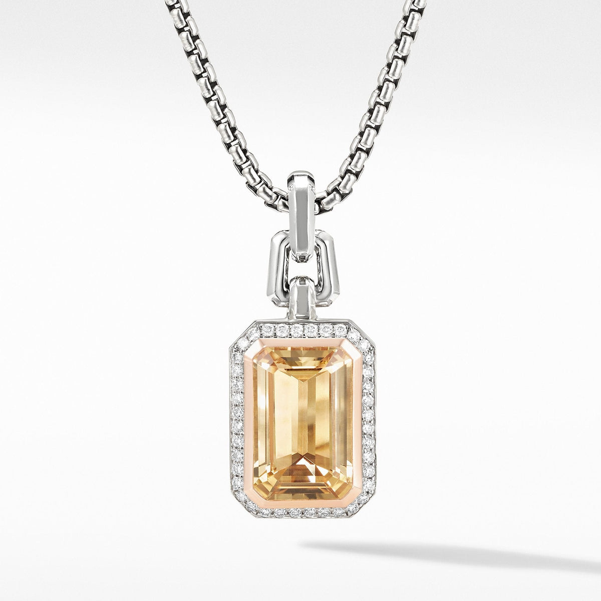 Novella Pendant with Champagne Citrine, Pavé Diamonds and 18K Rose Gold