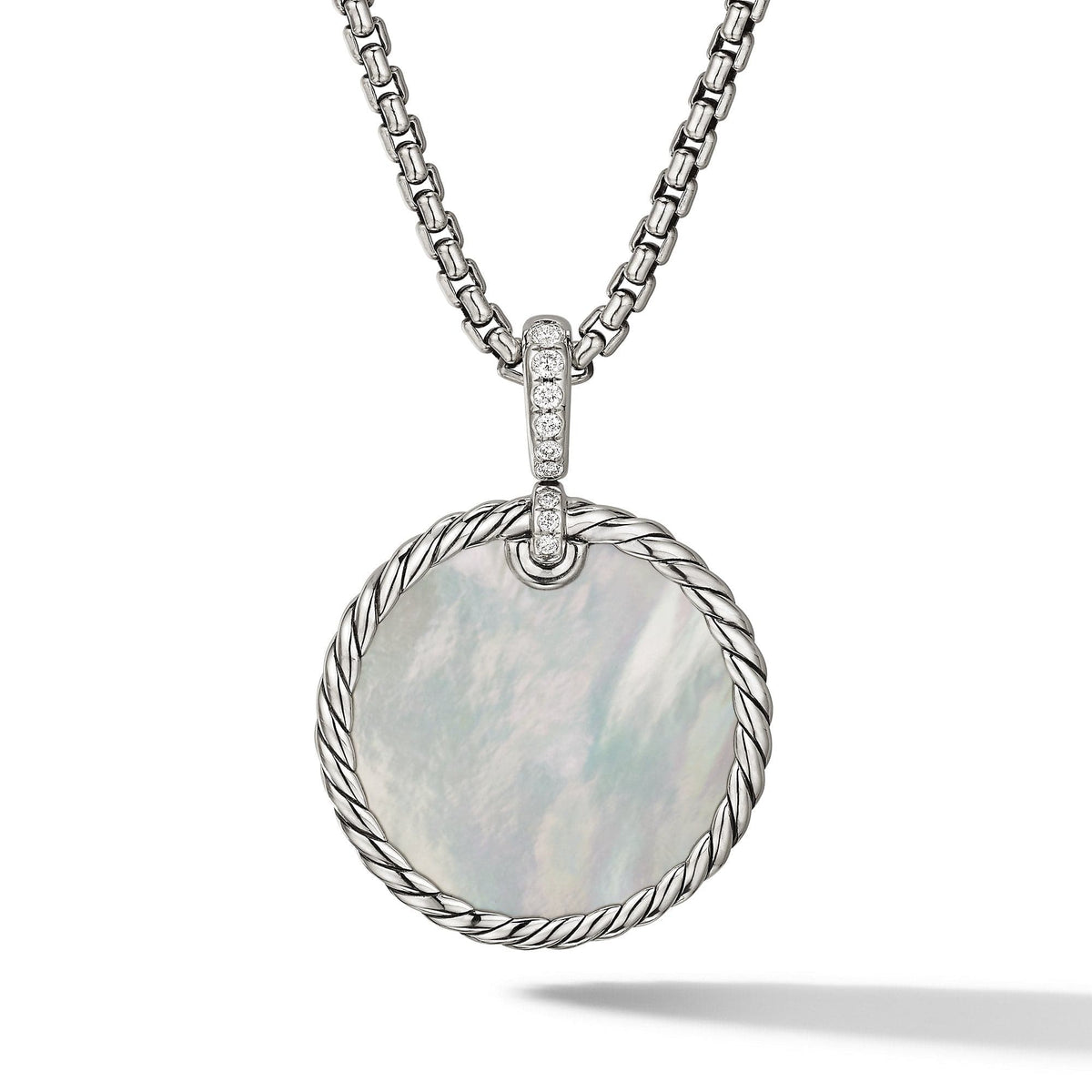 DY Elements® Reversible Disc Pendant with Turquoise and Mother of Pearl and Pavé Diamonds