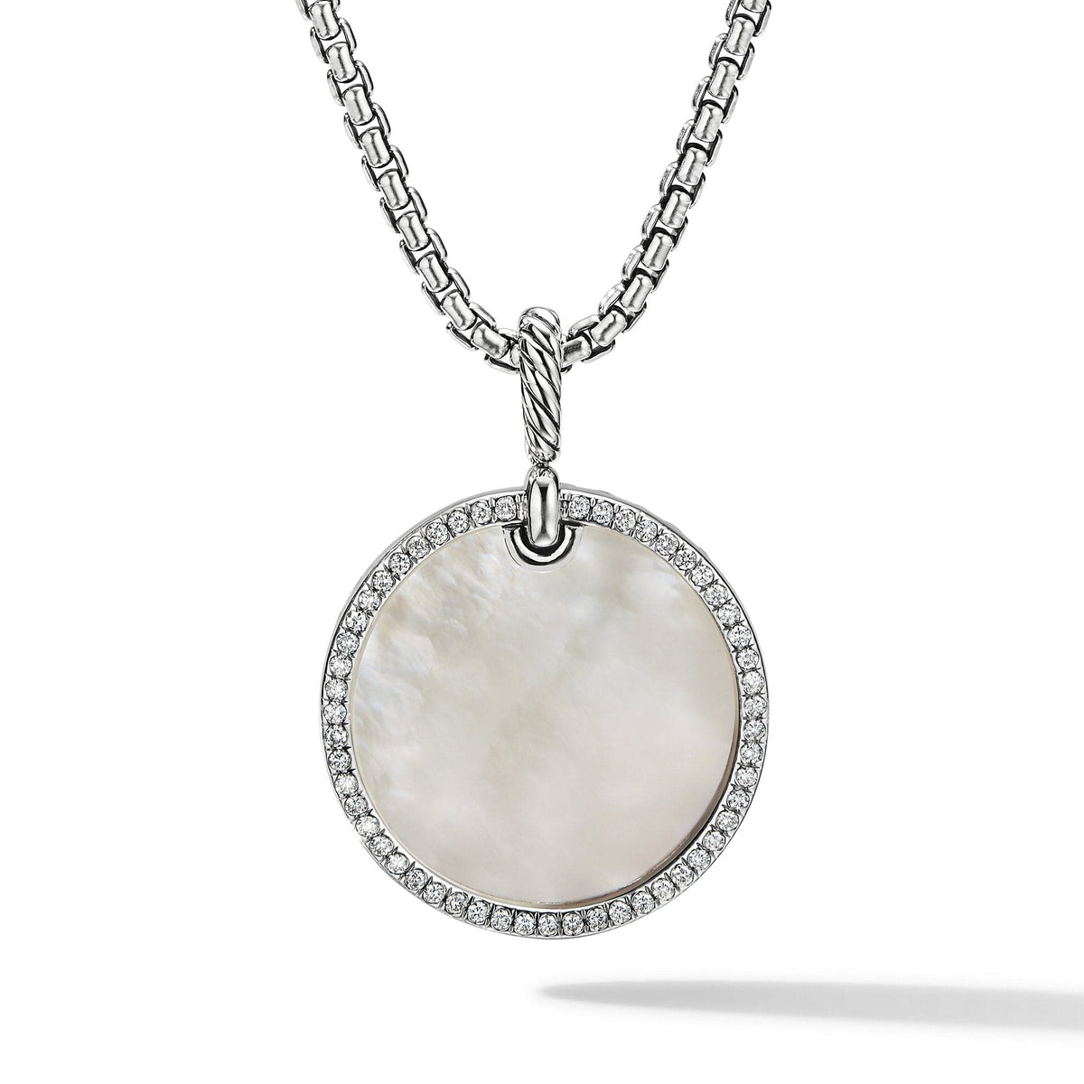 DY Elements Disc Pendant with Mother of Pearl and Pavé Diamond Rim