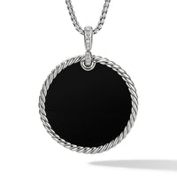 DY Elements® Reversible Disc Pendant with Black Onyx and Mother of Pearl and Pavé Diamonds