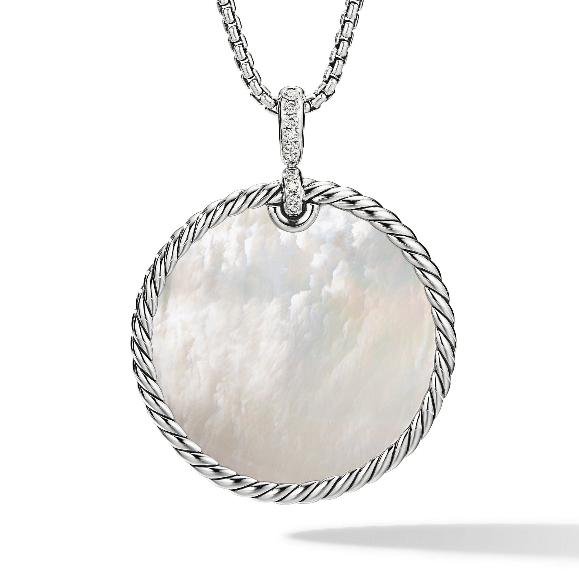 DY Elements® Reversible Disc Pendant with Black Onyx and Mother of Pearl and Pavé Diamonds