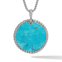 DY Elements Disc Pendant with Turquoise and Mother of Pearl and Pavé Diamonds