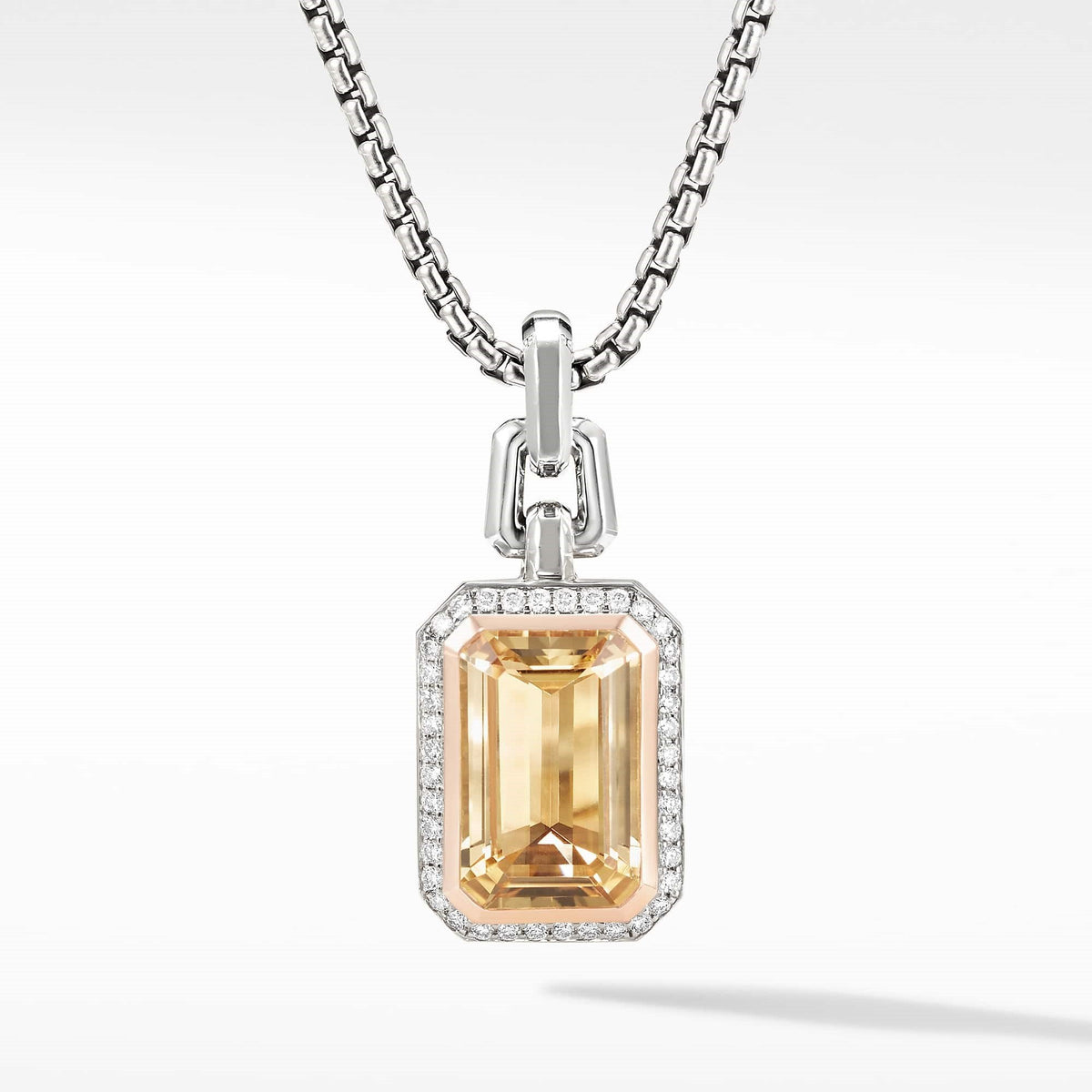 Novella Pendant with Champagne Citrine, Pavé Diamonds and 18K Rose Gold