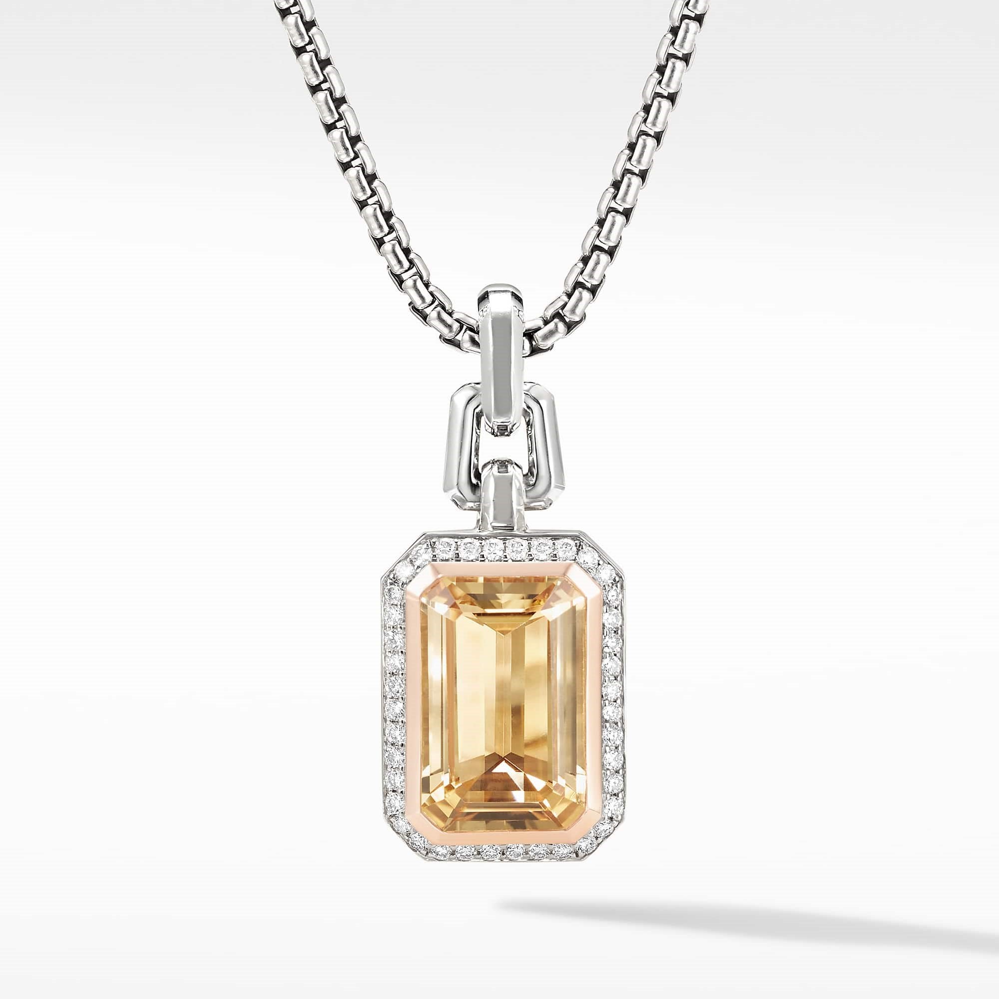 Novella Pendant with Champagne Citrine, Pavé Diamonds and 18K Rose Gold